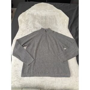 Tom‎ James Mens Medium 1/4 Zip Gray 100% Cashmere Sweater